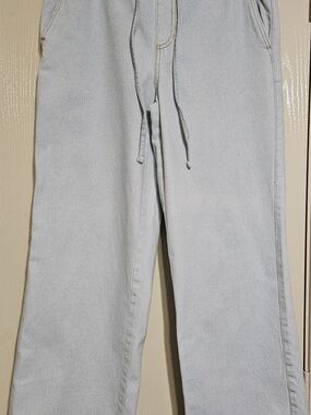 Universal Thread Light Blue Denim Top with Gold Stitching